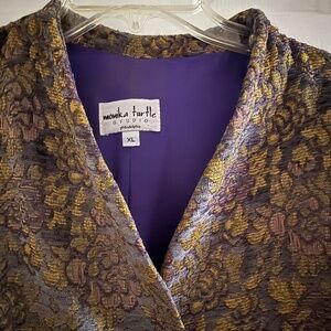 RARE MONIKA TURTLE Brocade Jacket-Gold & Purple Floral Design size XL